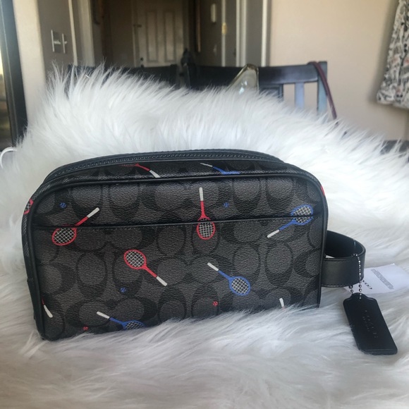 Coach Travel Racket Racquet Print Travel Bag Signature Canvas Charcoal - Picture 3 of 3